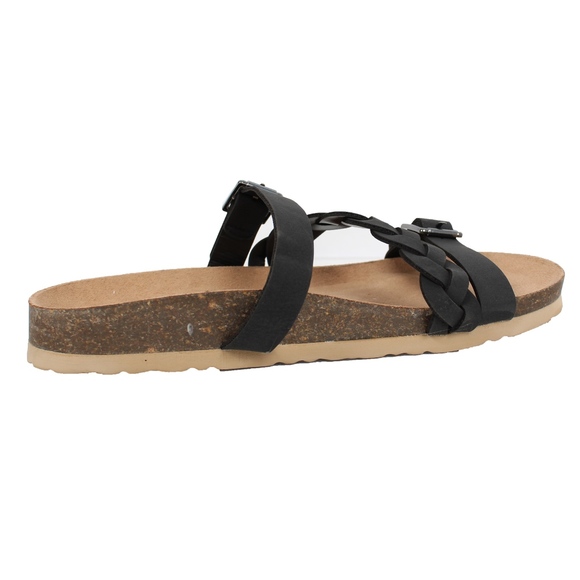GIRLS Black Buckle Strap Platform Slip On Sandal - Picture 3 of 5